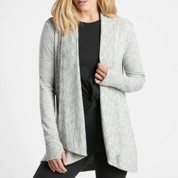Athleta Sweaters - Athleta Long Sleeve Open Cardigan Marled Gray